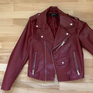 Zara XS Faux leather jacket burgundy. Perfect condition